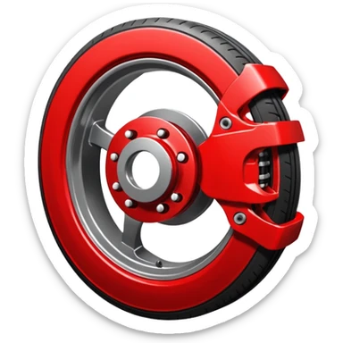 
Car wheel emoji with red brake caliper inside wheel on brake disc sticker