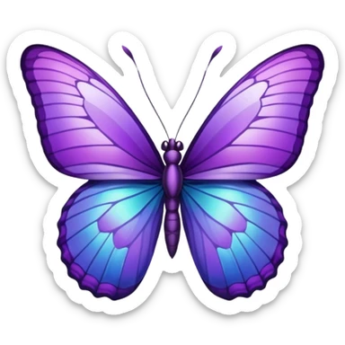 Purple butterfly with sharp ends on each wing sticker