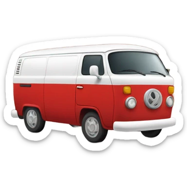 Red & white Van by brick wall sticker