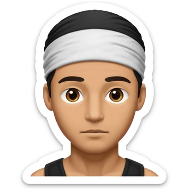 necesito la cara de un hombre con una vincha de color negro en la frente. la vincha tiene que ser angosta y tiene que estar en la frente del hombre, arriba de los ojos y abajo del pelo. sticker