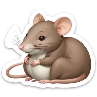Meme-Worthy Cute Sleeping Brown Rat Portrait Emoji, Head resting peacefully with a contented smile, showcasing a compact, nimble build and a luxuriously soft brown coat, eyes gently closed in serene, restful slumber, Simplified yet hilariously adorable features, highly detailed, glowing with a soft, drowsy light, high shine, relaxed and utterly lovable, stylized with an air of playful laziness, soft glowing outline, capturing the essence of a sleeping rat that feels destined to become the next viral sensation of adorable urban rest! sticker