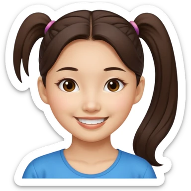 Asian Thai girl, brunette, ponytail, wide nose sticker