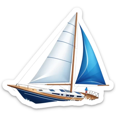 An icon featuring a sleek sailboat with billowing sails cutting through the waves. The design includes the boat's mast, a wind-filled sail, and water splashes, symbolizing the thrill and skill of sailing. Transparent background highlights the elegance and power of wind-driven sports. sticker