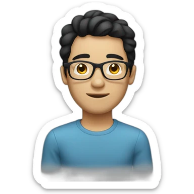 slim smart guy black hair and white skin color with glasses sticker