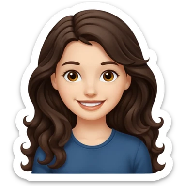 A white girl with long dark brown wave hair  sticker