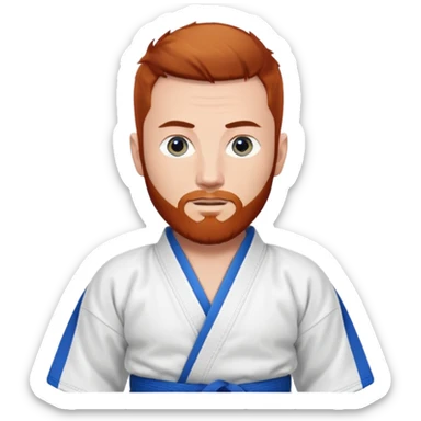 homme blanc, yeux bleu, cheveux brun très court avec barbe rousse et boucle d'oreille doré à l'oreille gauche avec kimono de jiu!jirsu sticker