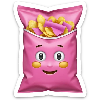 Pink bag of potato chips sticker
