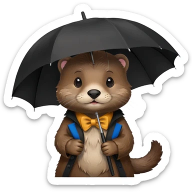 Loutre mignonne avec un parapluie sticker