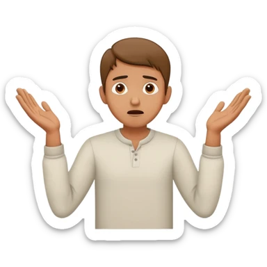 anxious man with hands outstretched in begging position with worried fearful expression sticker