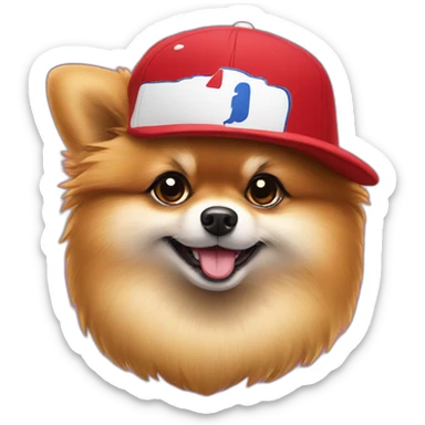 pomeranian wearing phillies hat sticker
