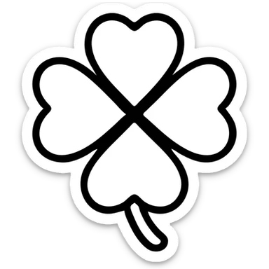 black 5-leaf clover, stylized with thick outlines sticker