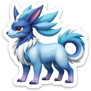 Shiny Sunny furry scaly pastel-gradient Absol-Cobalion-Glaceon-Suicune-Amaura-fusion sticker