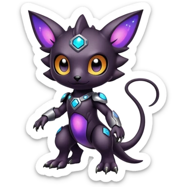 Cute cool colorful futuristic dark nebula fantasy-Digimon-animal-hybrid full body sticker