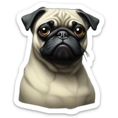 A cyberpunk black pug in Art Nouveau style during 1910 sticker