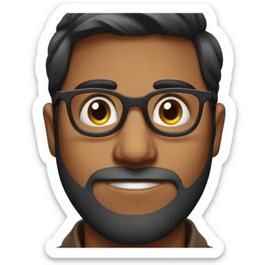 Indian boy in his 20's with specs and combed back hai and beard, has a better jawline and is a bit fat sticker