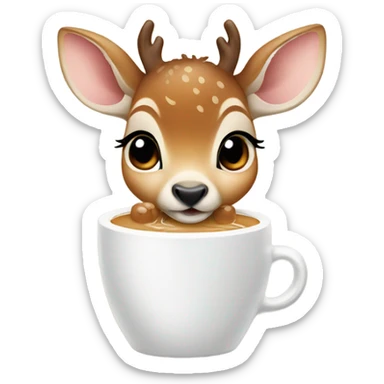 Baby deer drinking iced latte  sticker