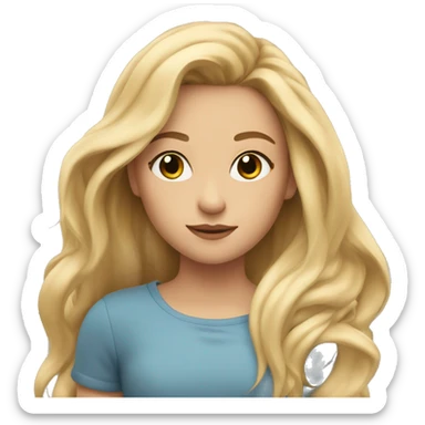 a girl with long blonde hair in the wind with long eyelashes and brown eyes sticker