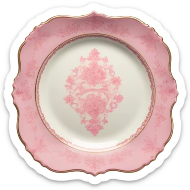 vintage rococo highly detailed pink plate sticker
