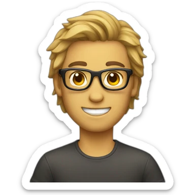 joven con gafas alegre pelo  sticker