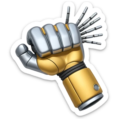 a sci fi themed fist punching in to the side with wires and tech detailing sticker