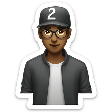 confident young man portrait with glasses  Using Flipped cap sticker