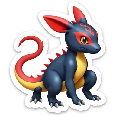 Cute Shiny Guilmon-Quilava-Salandit-Umbreon-Fakémon-hybrid-creature (full body)  sticker
