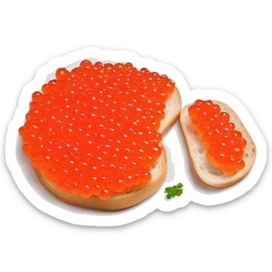 Red caviar on sourdough bread Russian style appetizer  sticker