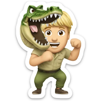 exited Steve Irwin boxing a crocodile sticker