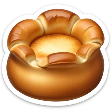 Cinematic Realistic Yorkshire Pudding Dish Emoji, showcasing a light, airy, golden puff with a crispy exterior rendered with lifelike detail and soft natural lighting that accentuates its classic appeal. sticker