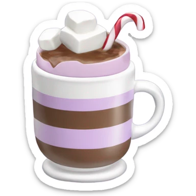 Hot chocolate with marshmallows Christmas themed light purple sticker