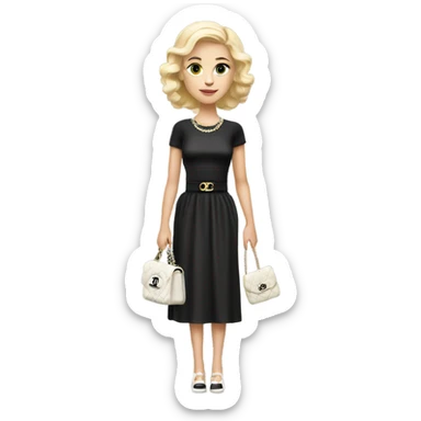 Blonde Slavic Girl with chanel bag and Chanel dress full height  sticker