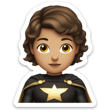 superhero, child, girl, short brown hair, brown eyes, Hispanic, freckles sticker