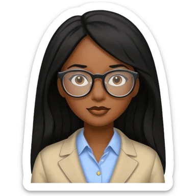 Black women teacher with black long hair sticker