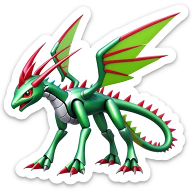 Spiky Cool Edgy shiny colorful Digimon-Fakemon-Flygon-Gabite-Mecha, full body, two legs sticker