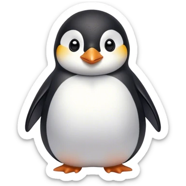 Cinematic chubby penguin, round fluffy body, tiny beak and feet, soft glowing feathers, gentle happy eyes, slightly tilted head, warm and irresistibly cute. sticker