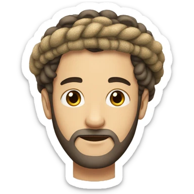 A white man with no beard and no mustache, with dread locks wearing a kippa sticker