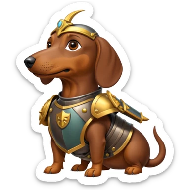 Weiner dog with battle gear sticker