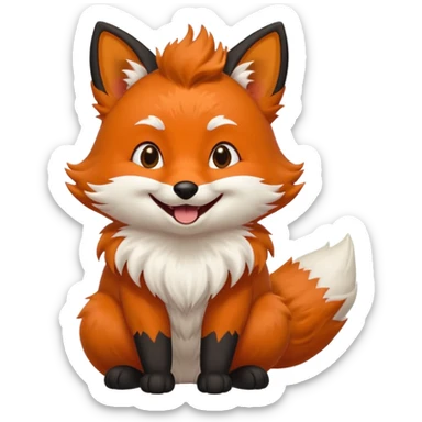 Floofy the Creampuff fox blackish away laughing, chubby. Black paws orange color sticker