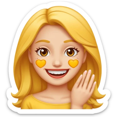 Emoji de una chica mordiéndose el dedo sonriendo de forma coqueta  sticker