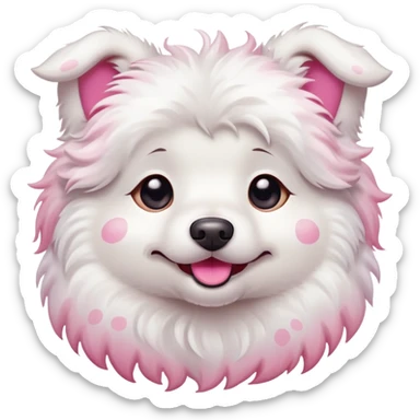 A white dog with pink spots winking sticker