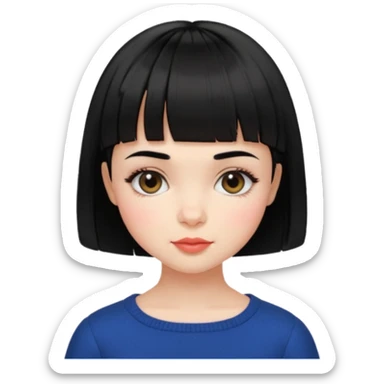 Gorgeous french girl short french haircut baby bangs black hair Amelie Beautiful Blushing Petite Girl with beautiful hair aesthetic sticker