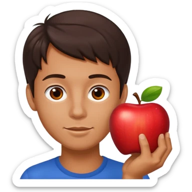 I want you to create an emoji of a spanish sergeant,  He should be a young guy with dark brown hair, brown eyes, his skin color like he’s tan and he’s eating an apple  sticker