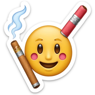 Pon este emoji  🫩 con un cigarro en la boca sticker