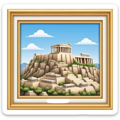 Cinematic Realistic Acropolis Landmark Emoji, showcasing ancient ruins set against a clear sky rendered with intricate detail and timeless lighting. sticker