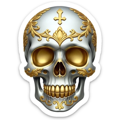 An ornate gilded skull  sticker