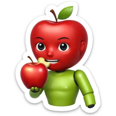 Android a estátua ocorrendo comendo maçã sticker