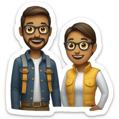 designer and developer both happy at each other sticker