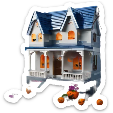 Lego barbie’s run-down frightening dangerous ghost-ridden haunted dream house nightmare scenario moon sticker