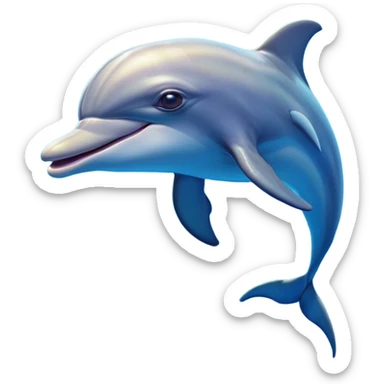 Cinematic Comical Dolphin Portrait Emoji, Head tilted dramatically with an exaggeratedly amused expression, featuring a smooth, dynamic body with wide, comically expressive eyes full of playful disbelief and a quirky, arched dorsal fin, Simplified yet hilariously expressive features, highly detailed, glowing with a slightly sassy oceanic glow, high shine, dramatic yet playful, stylized with an air of cheeky marine mischief, soft glowing outline, capturing the essence of a meme-worthy dolphin that looks ready to leap its way into viral fame! sticker