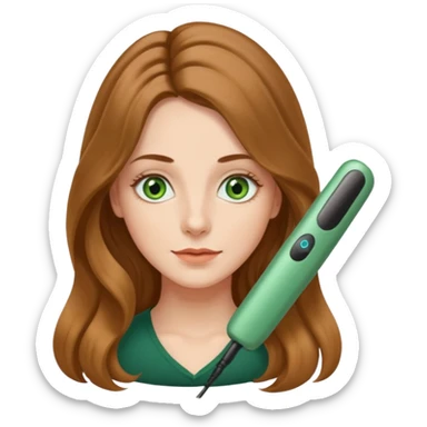 Clara Soccini , una ragazza di 26 anni con i capelli lunghi e ondulati e gli occhi verdi e piccoli a mandorla, i capelli sono a onde con la piastra sticker